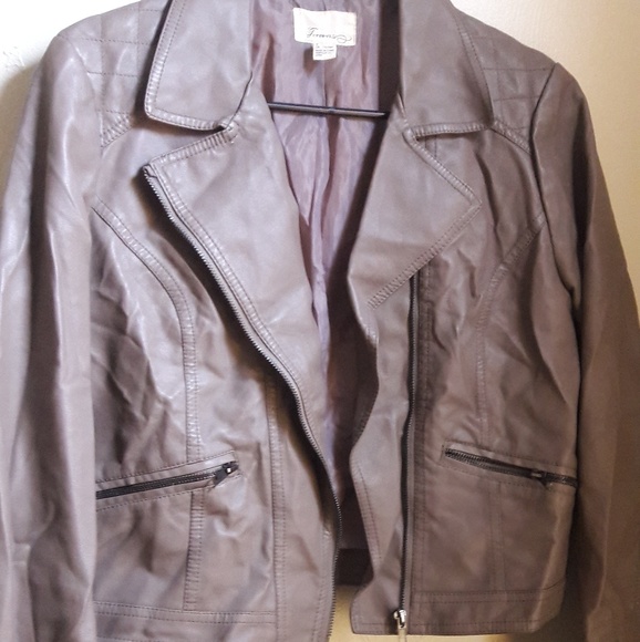 Forever21 faux leather, zipper decal jacket - Picture 2 of 4